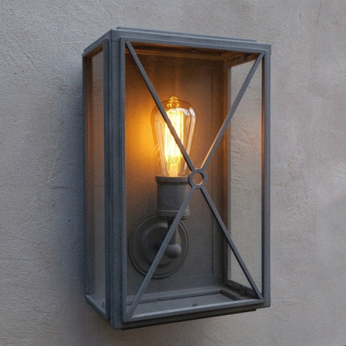 Mayfair Box Wall Light Weathered Zinc Wide