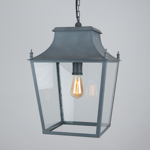 Blenheim Hanging Lantern Weathered Zinc Large