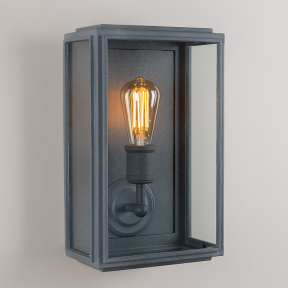 London Box Wall Light Weathered Zinc Wide