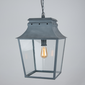 Bath Hanging Lantern Weathered Zinc Large