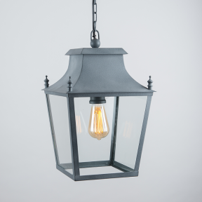 Blenheim Hanging Lantern Weathered Zinc Small